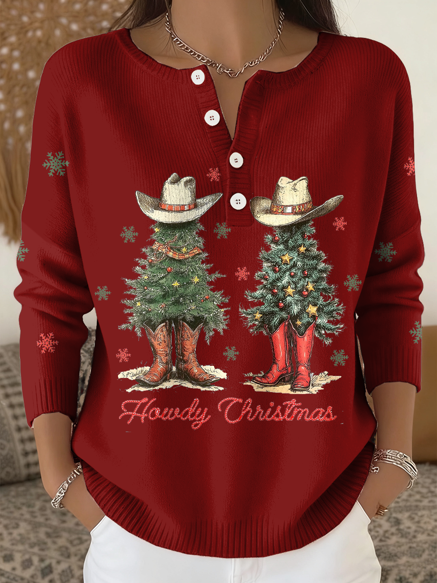 Women's Funny Christmas Santa Art Printed Tops