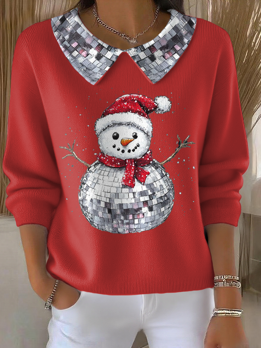 Women’s Funny Christmas Santa Art Printed Tops Red / S