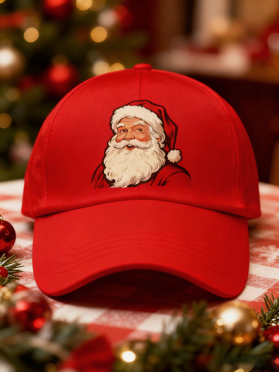 Unisex Vintage Santa Claus Christmas Red Plaid Print Hat Picture 3 / ONE