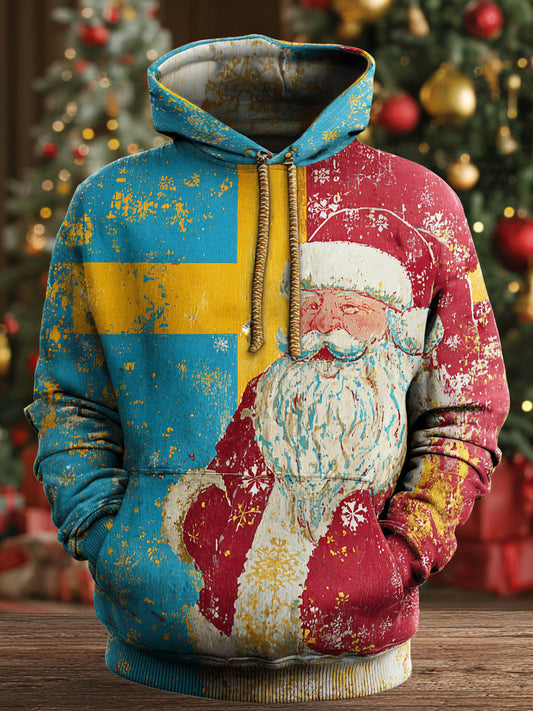 Män jultomten tryck långärmade hatt jacka