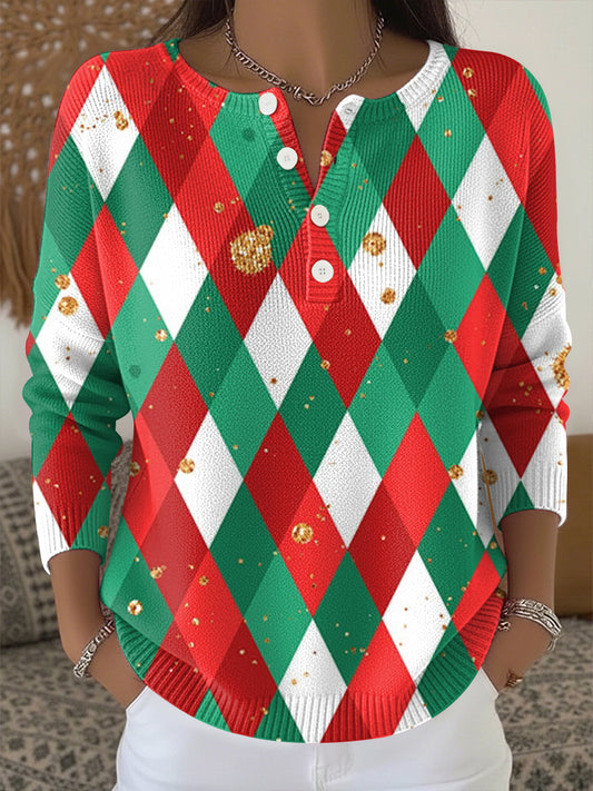 Women's Christmas Print Knit Top