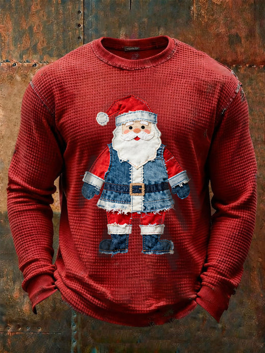 Men's Santa Claus Waffle Casual T-Shirt