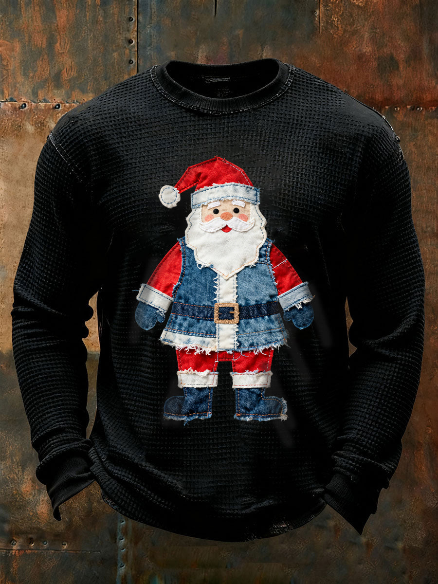 Men's Santa Claus Waffle Casual T-Shirt