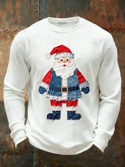 Men's Santa Claus Waffle Casual T-Shirt