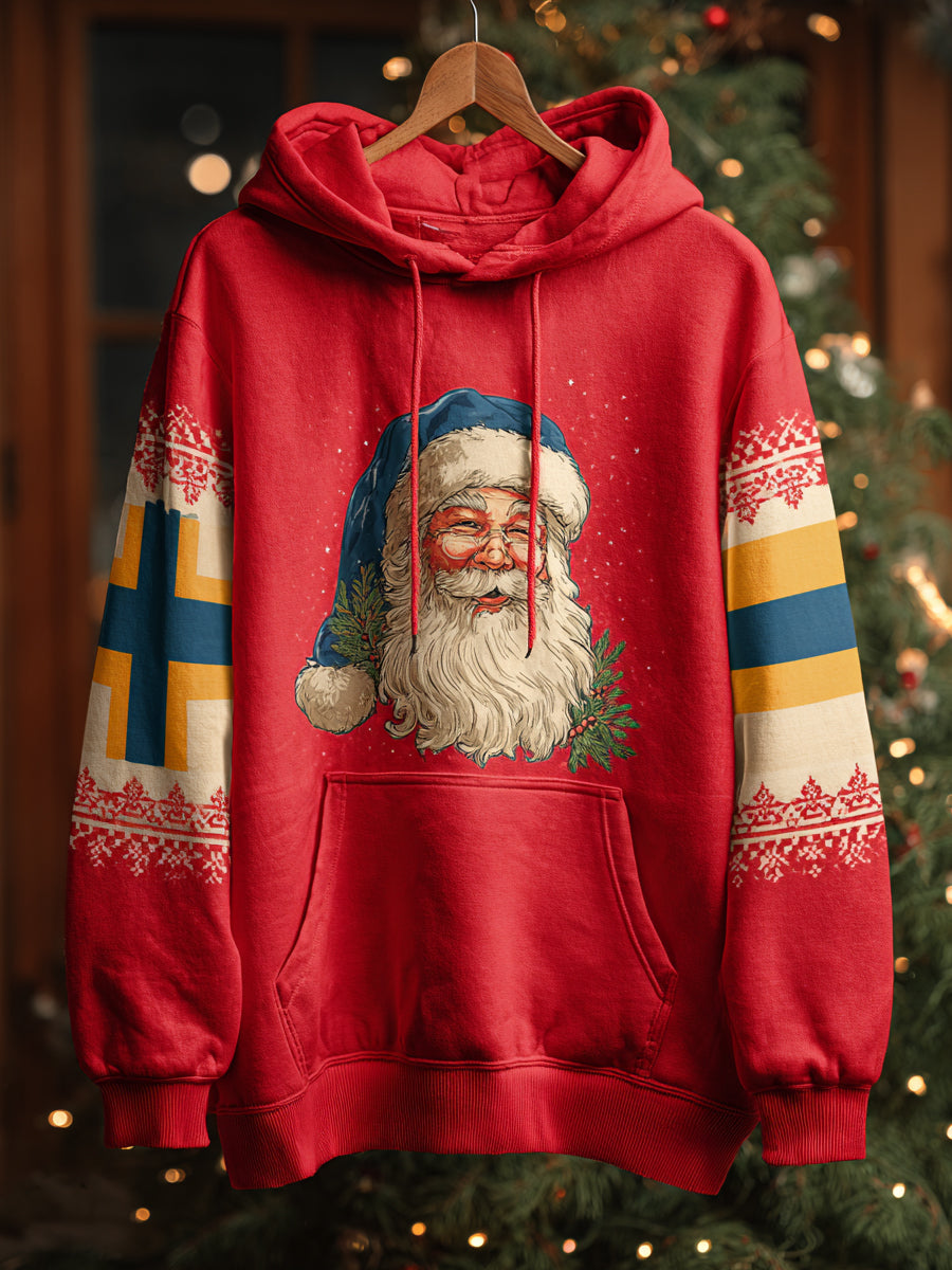 Män jultomten tryck långärmade hatt jacka