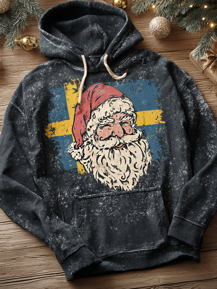 Män jultomten tryck långärmade hatt jacka