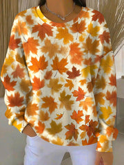 Women’s Thanksgiving Maple Leaf Casual Crewneck Pullover Multicolour / S