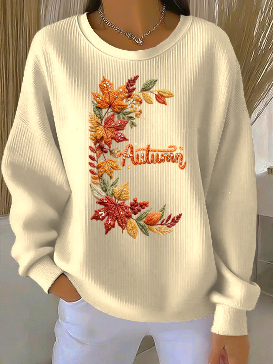 Women's Thanksgiving Maple Leaf Autumn Crewneck Pullover