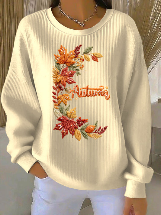 Women's Thanksgiving Maple Leaf Autumn Crewneck Pullover