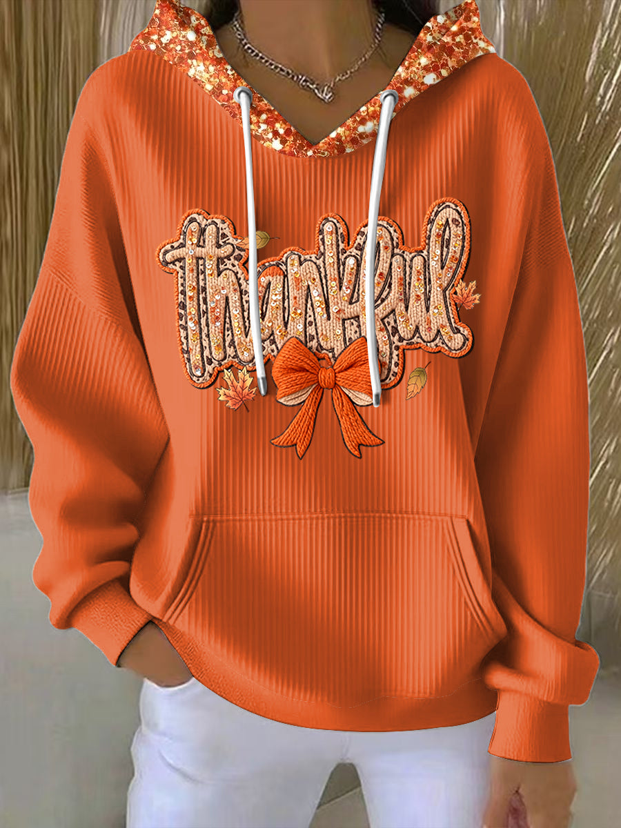 Women’s Thanksgiving Bow Casual Hoodie Multicolour / S