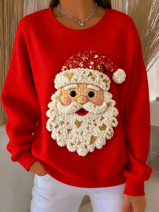 Women's Christmas Santa Claus Art Pullover