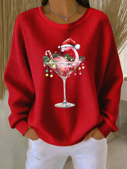 Women's Christmas Flamingo Print Casual Sweatshirt