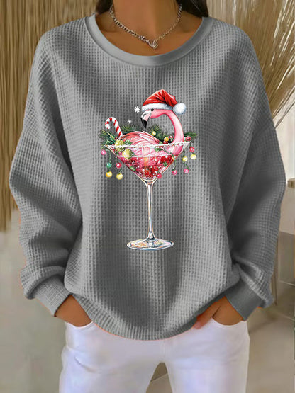 Women's Christmas Flamingo Print Casual Sweatshirt