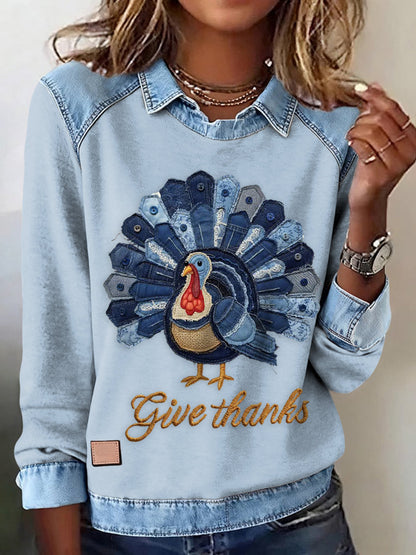 Women's Thanksgiving Print Top
