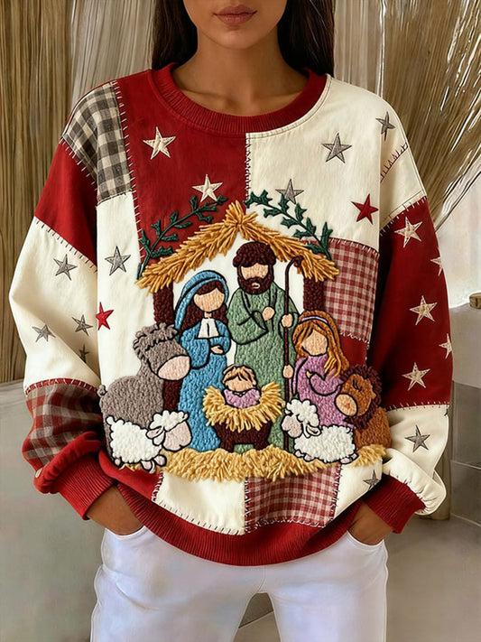 Women's Casual Retro Christmas Faith Sweatshirt