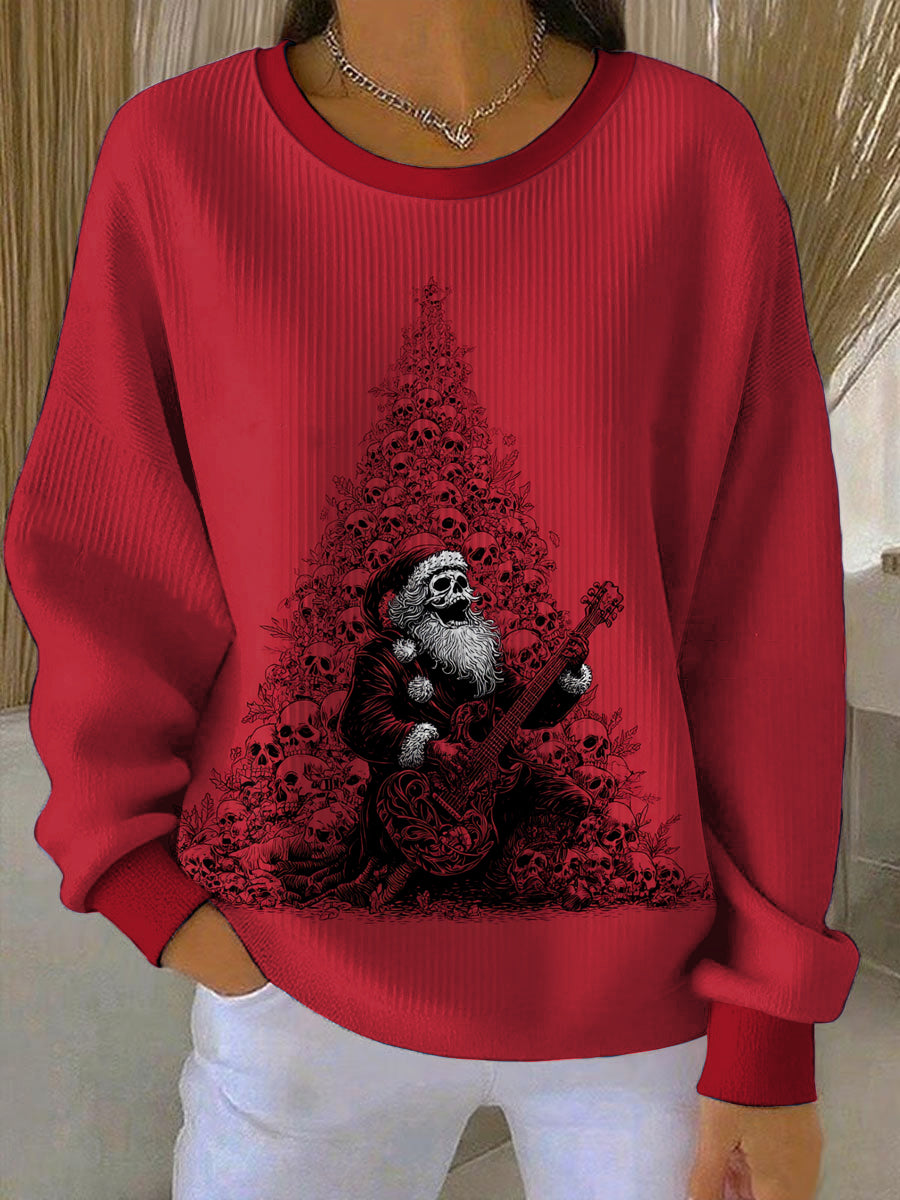 Women's Gothic Christmas Printed Round Neck Long Sleeved Sweatshirt