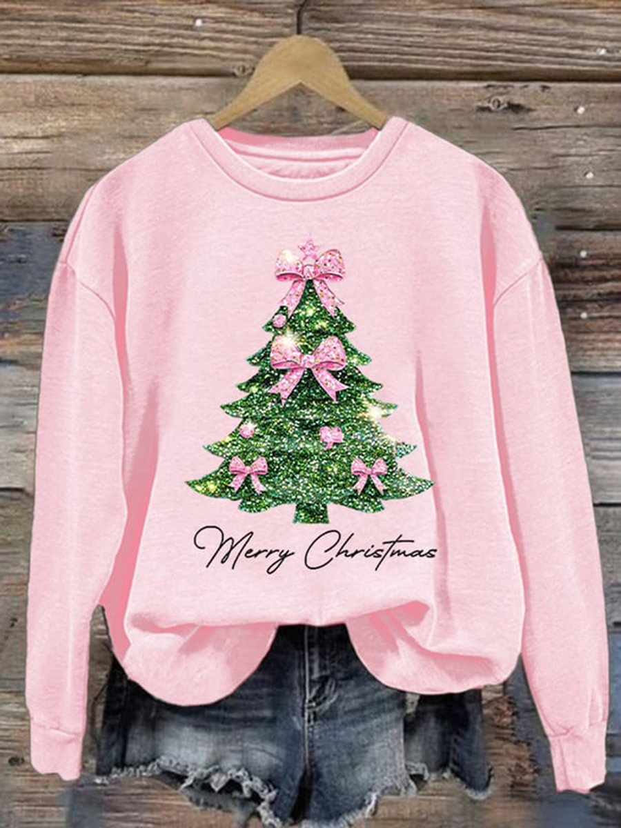 Women's Christmas tree print Regular Sweatshirt