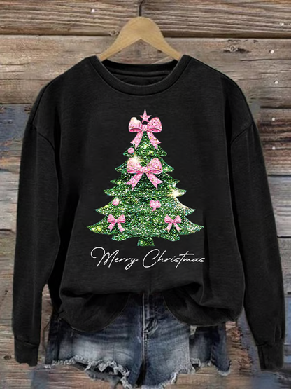 Women's Christmas tree print Regular Sweatshirt