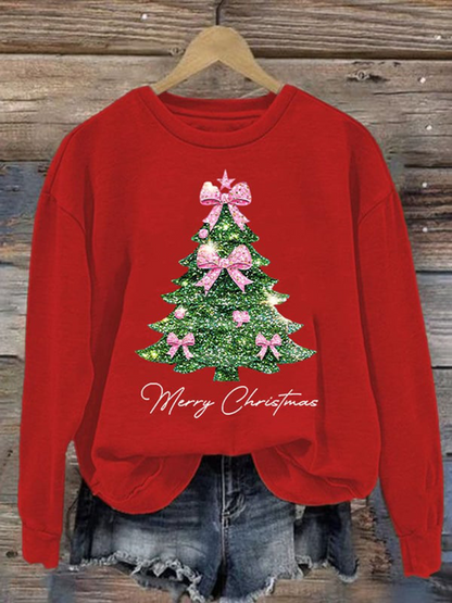 Women's Christmas tree print Regular Sweatshirt