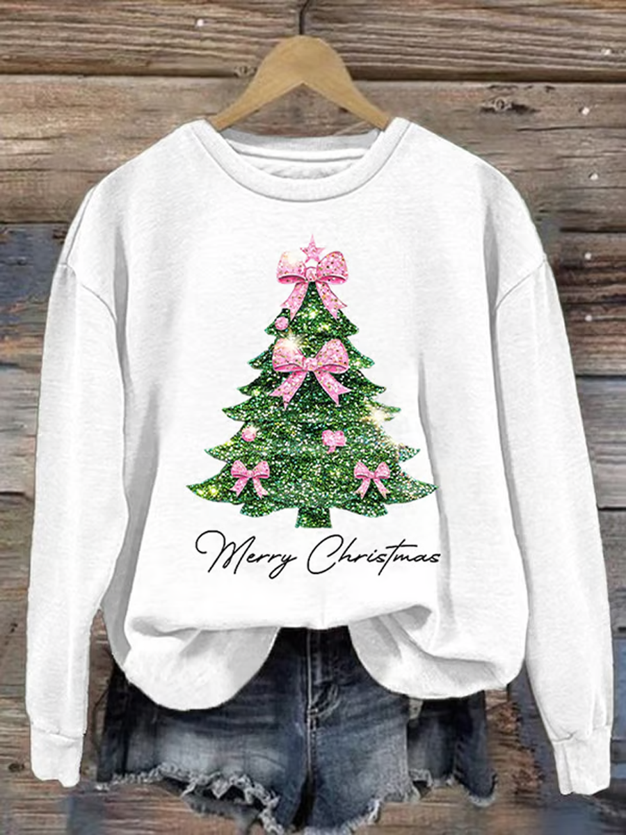 Women's Christmas tree print Regular Sweatshirt