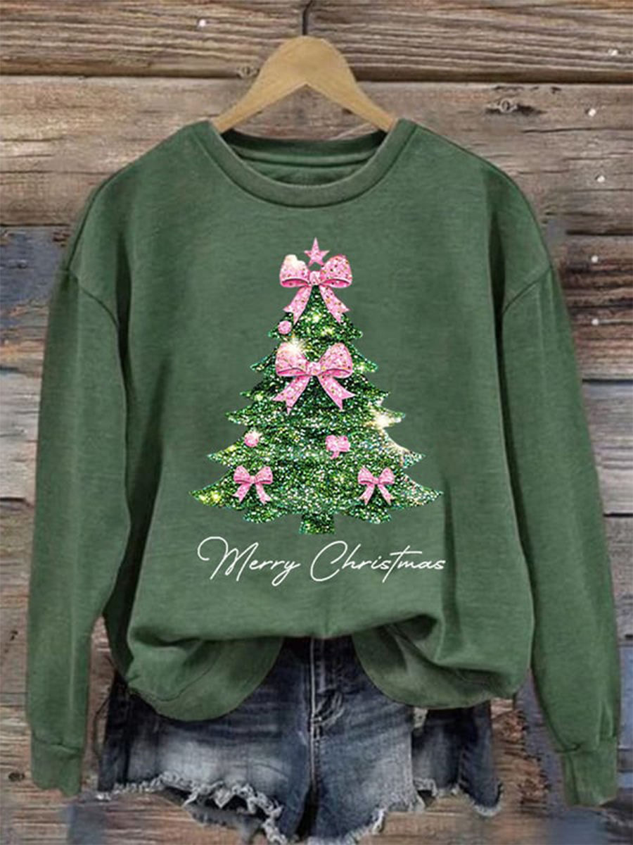 Women's Christmas tree print Regular Sweatshirt
