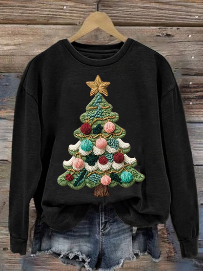 Women's Christmas tree print Regular Sweatshirt
