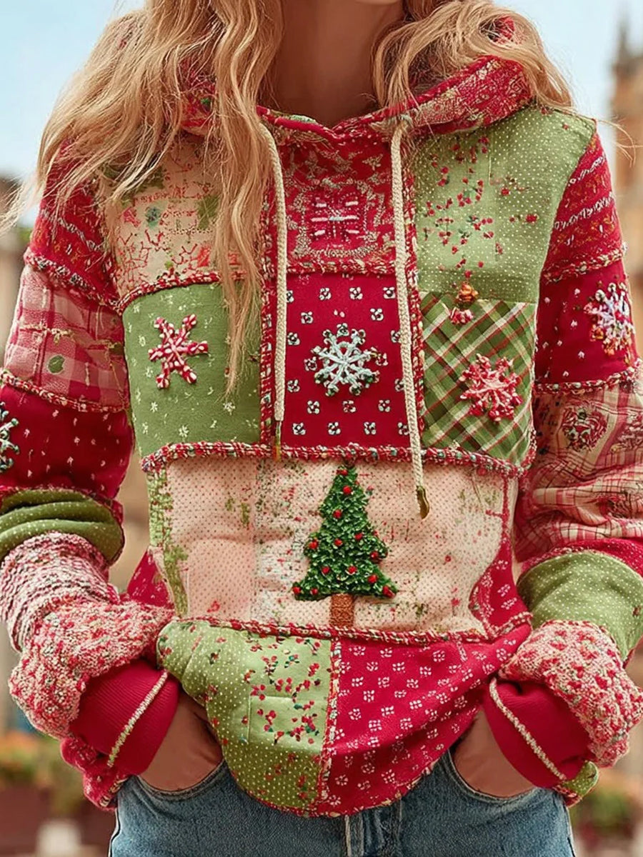 Women's Christmas Patchwork Casual  Sweatshirt