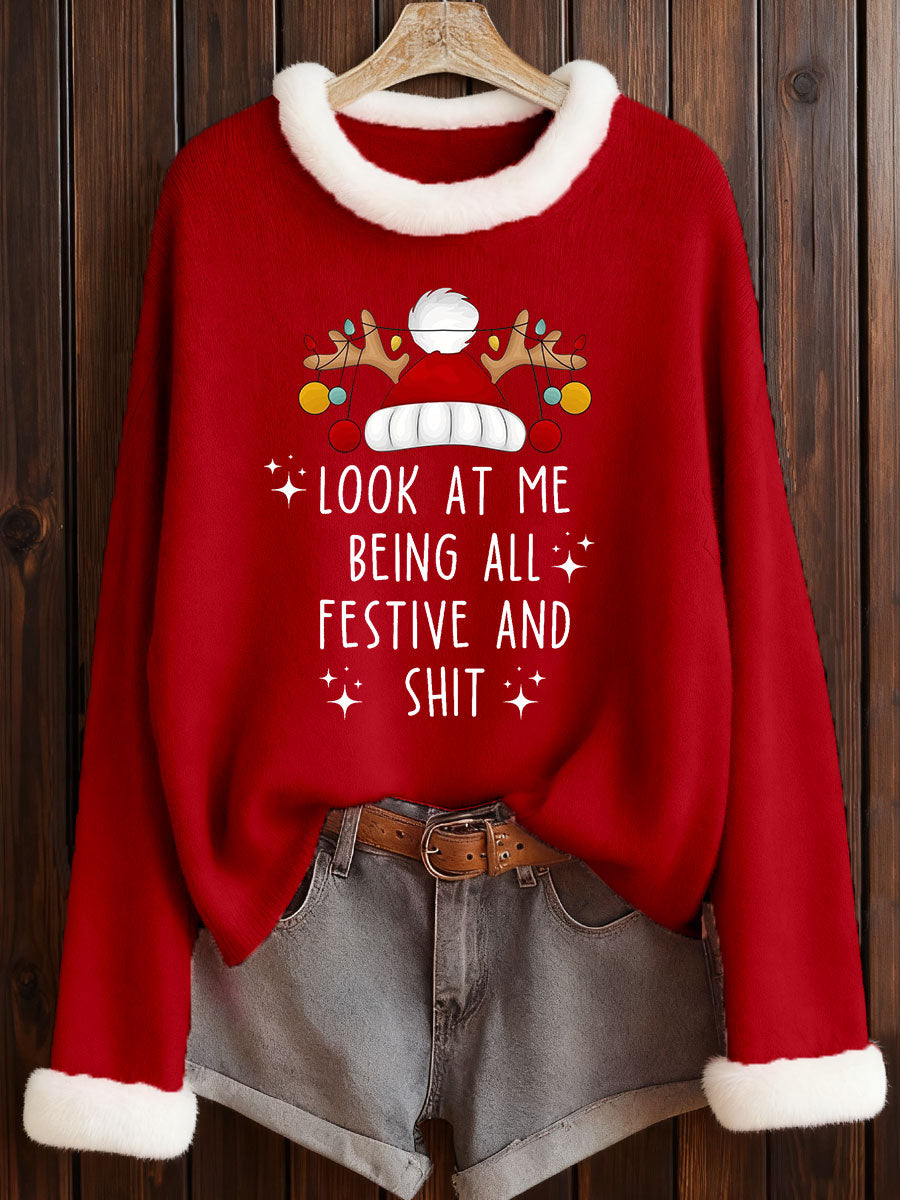 Women's Look At Me Being All Festive And Shit Printed Casual Top