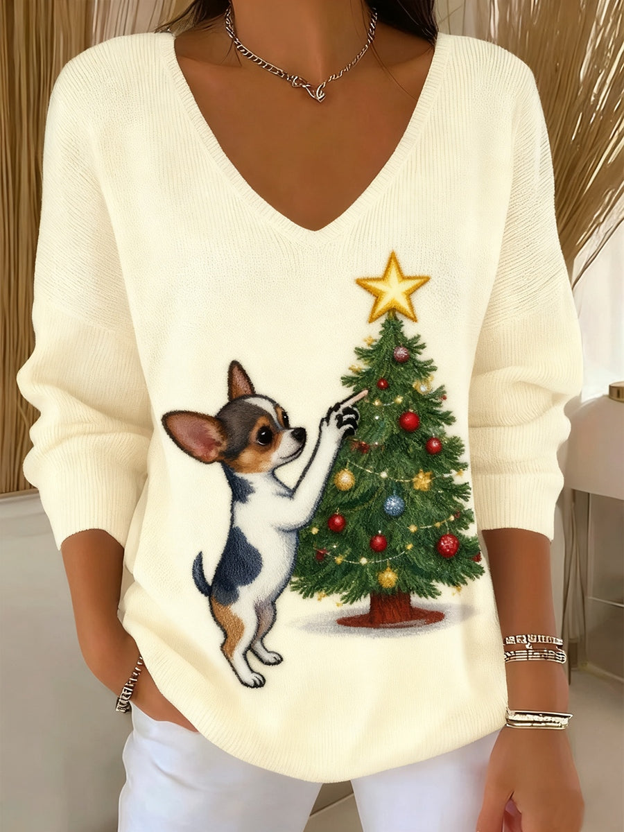 Women's Retro Animal Print Casual Long Sleeve Top  Women's Vintage Christmas Animal Print Casual Long Sleeve Top