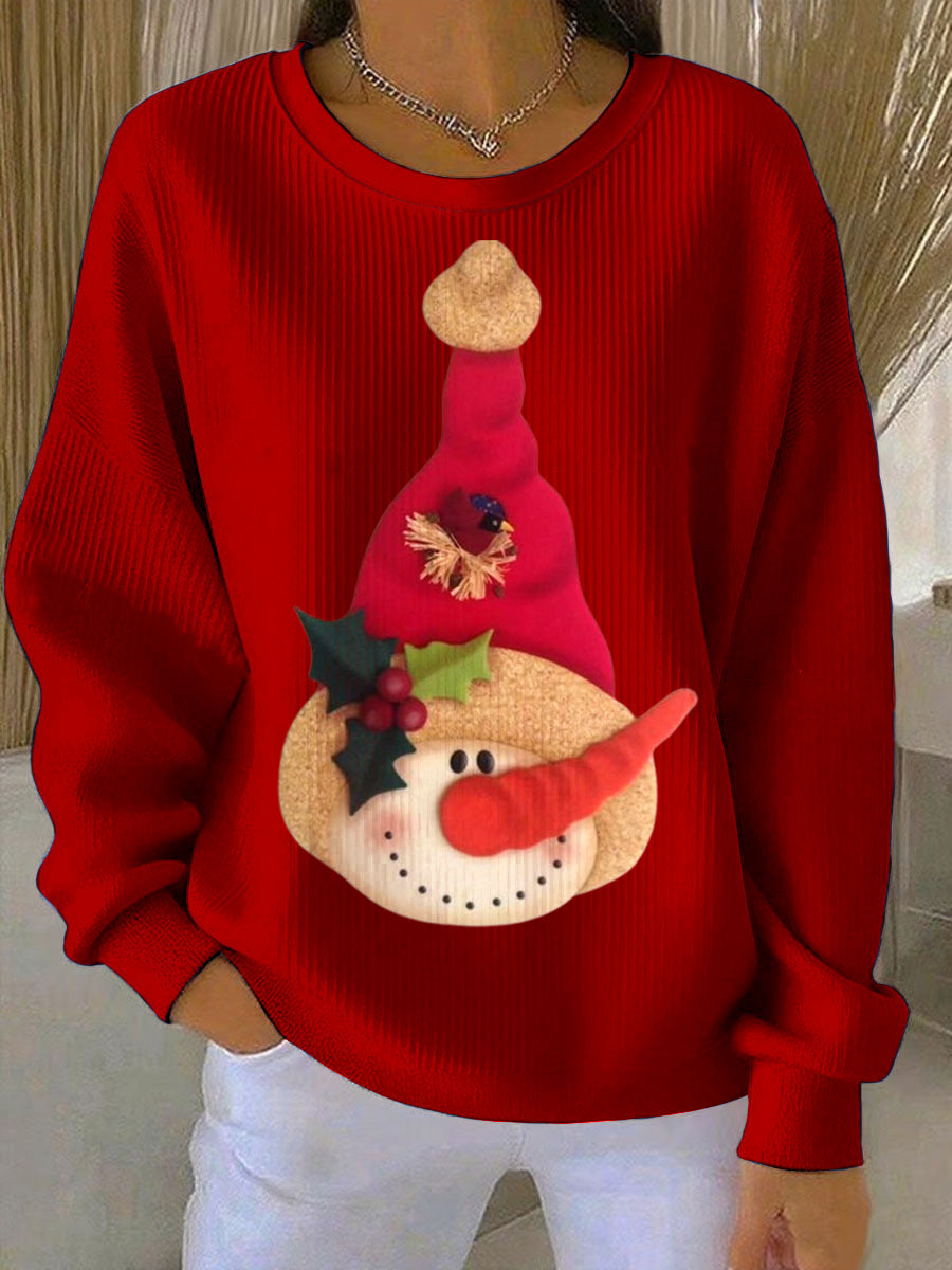Women's Santa's Whimsical Charm Loose-Fit Crewneck Pullover