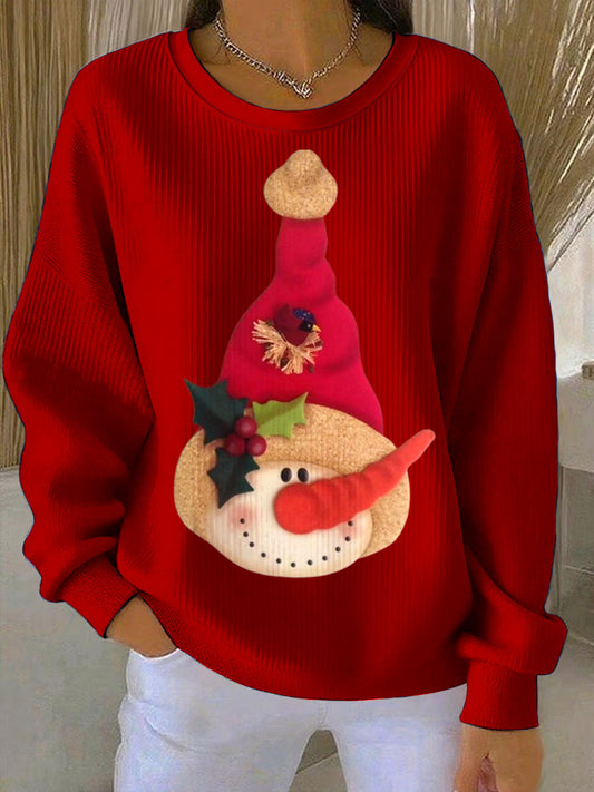 Women's Santa's Whimsical Charm Loose-Fit Crewneck Pullover