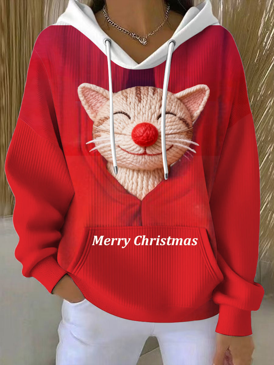Women's cute Kitten Christmas Hooded Sweatshirt