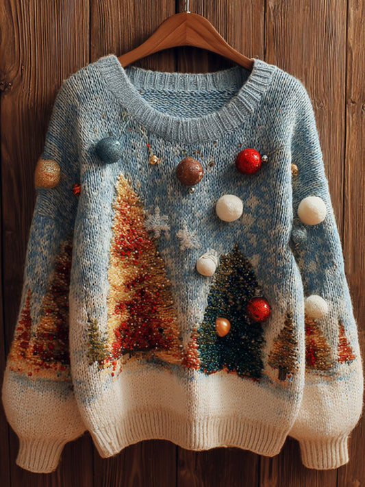 Women's Vintage Christmas Tree Knitted Sweater