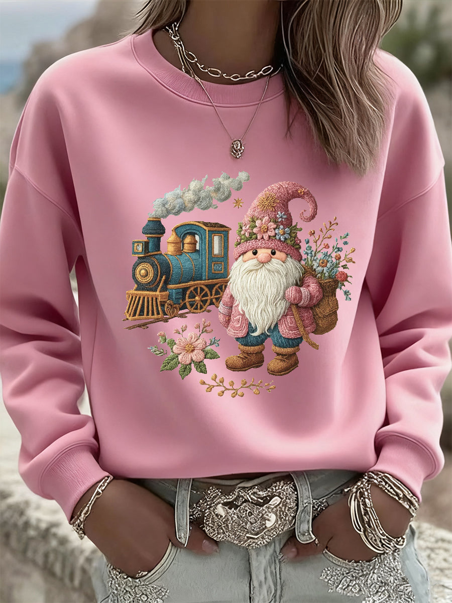 Women's Christmas Vintage Animal Floral Art Casual Sweatshirt Top