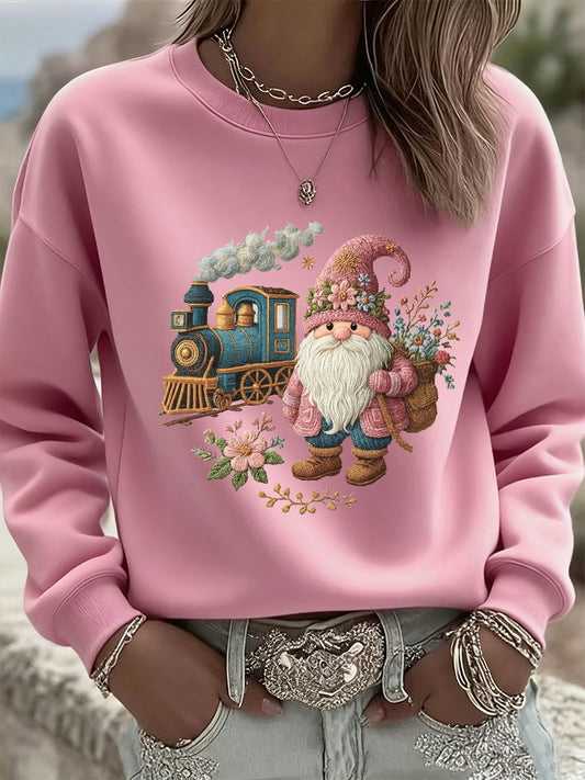Women's Christmas Vintage Animal Floral Art Casual Sweatshirt Top