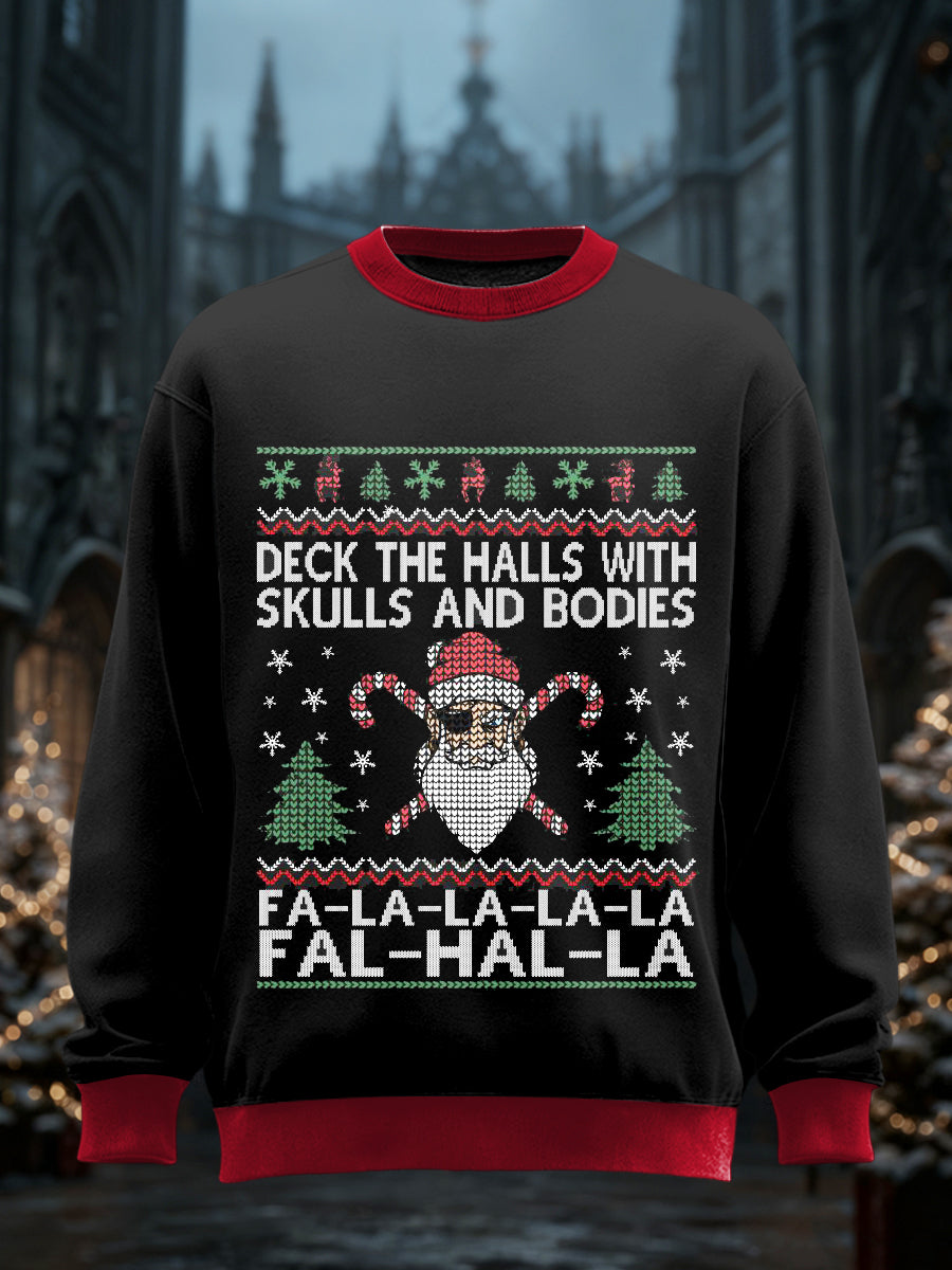 Men's Gothic Christmas Printed Long Sleeved Round Neck Sweatshirt
