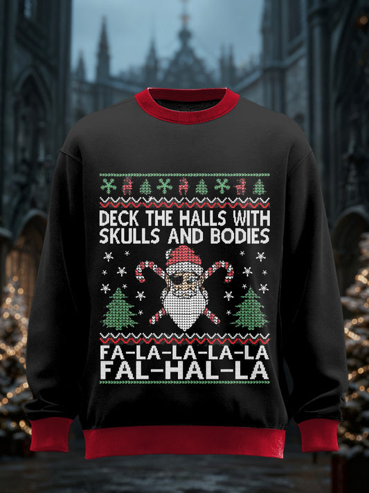 Men's Gothic Christmas Printed Long Sleeved Round Neck Sweatshirt