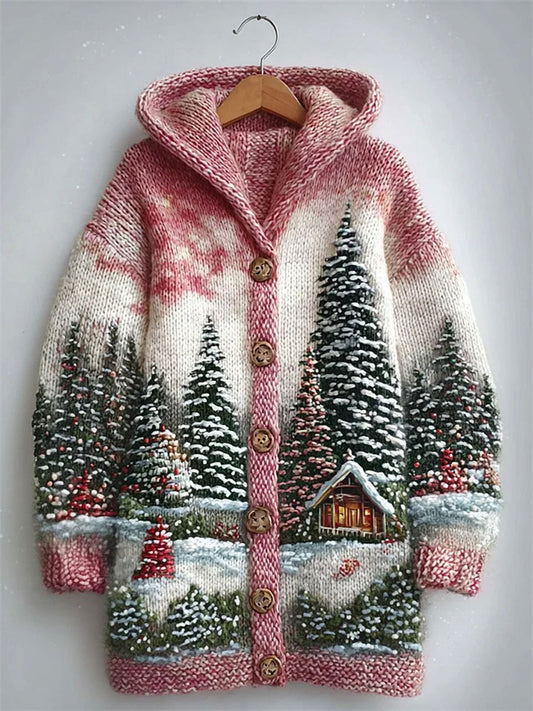 Women's Christmas Print Knitted Jacket