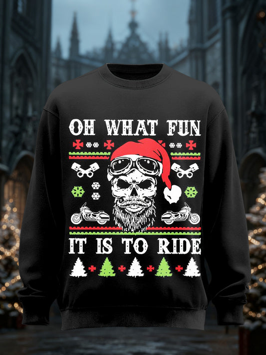 Men's Gothic Christmas Printed Long Sleeved Round Neck Sweatshirt