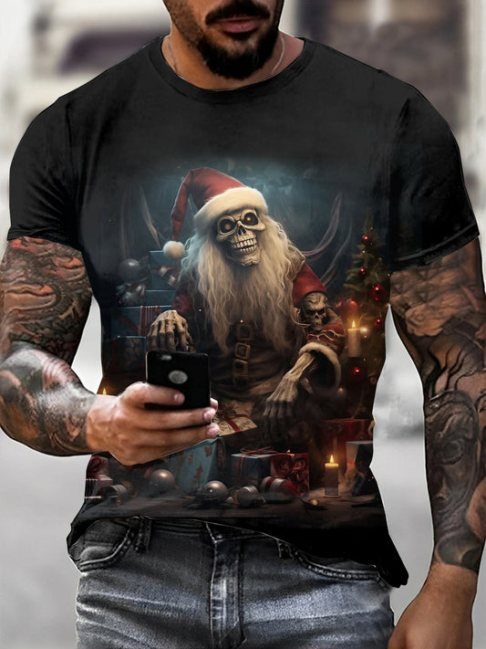 Gothic Christmas Printed Vintage Fashion Loose Short Sleeve T-Shirt