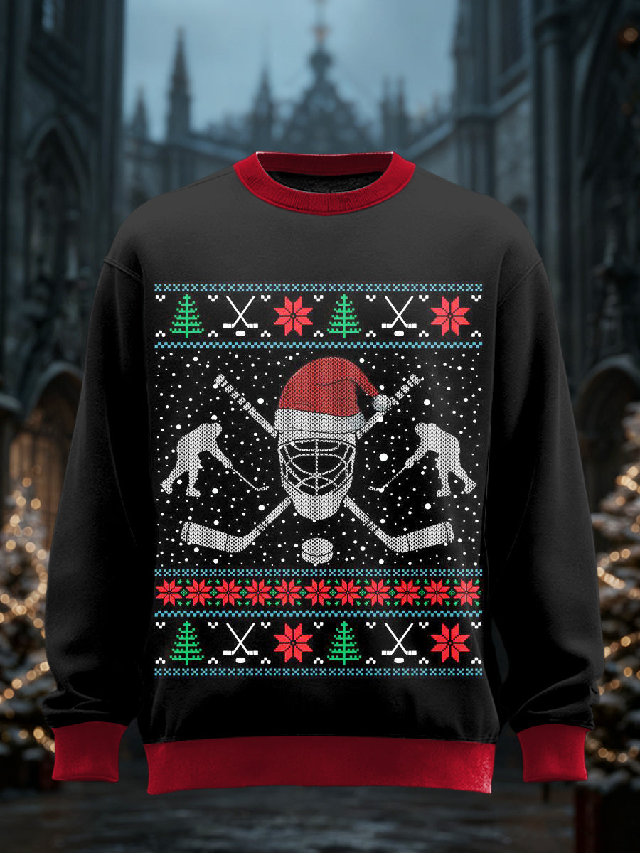 Men's Gothic Christmas Printed Long Sleeved Round Neck Sweatshirt