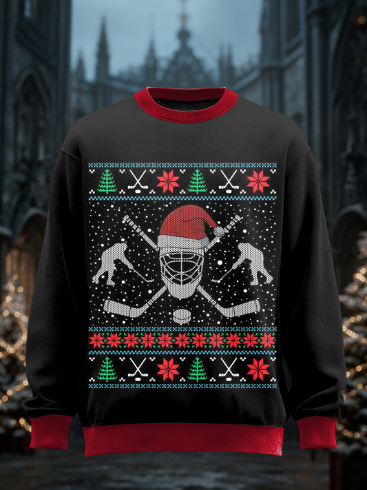 Men's Gothic Christmas Printed Long Sleeved Round Neck Sweatshirt
