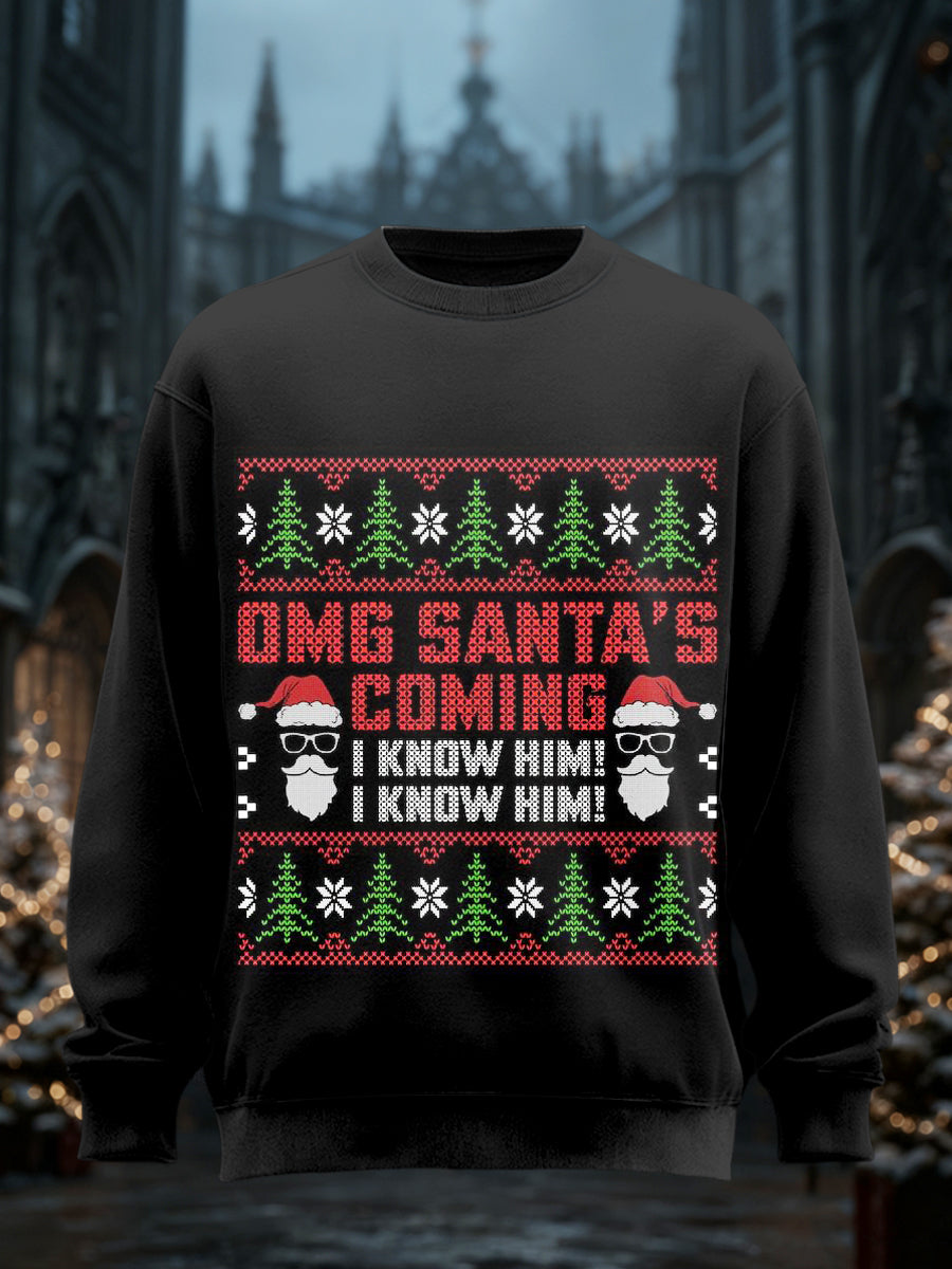 Men's Gothic Christmas Printed Long Sleeved Round Neck Sweatshirt