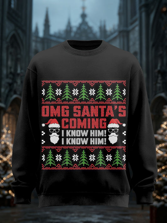 Men's Gothic Christmas Printed Long Sleeved Round Neck Sweatshirt