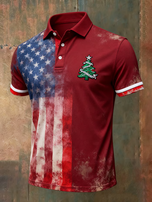 Men's Christmas print polo shirt