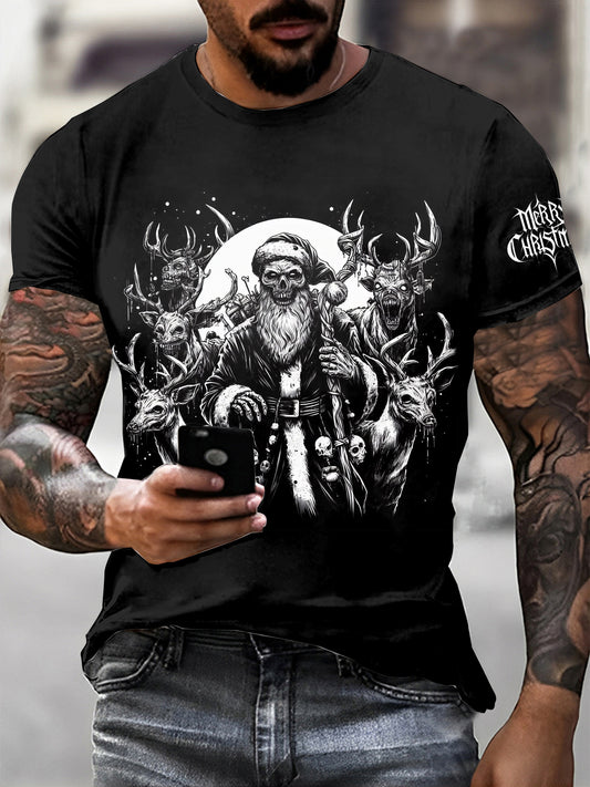 Gothic Christmas Printed Vintage Fashion Loose Short Sleeve T-Shirt