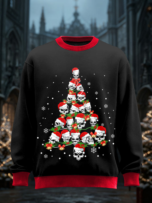 Men's Gothic Christmas Printed Long Sleeved Round Neck Sweatshirt