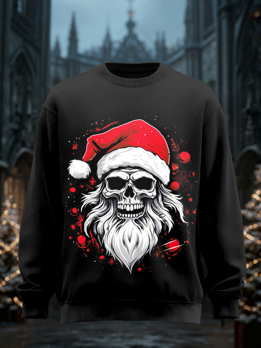 Men's Gothic Christmas Printed Long Sleeved Round Neck Sweatshirt