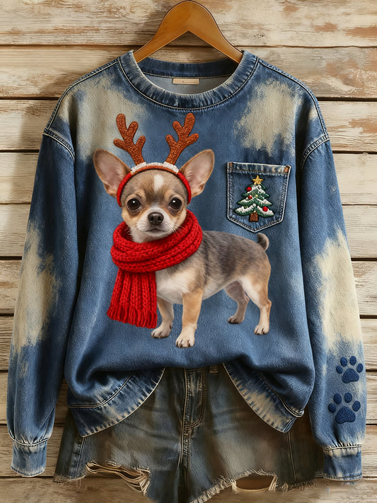 Women's Vintage Art Animal Print Cozy Knit Sweater