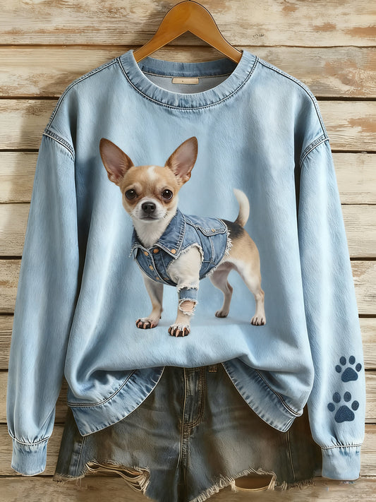 Women's Vintage Art Animal Print Cozy Knit Sweater